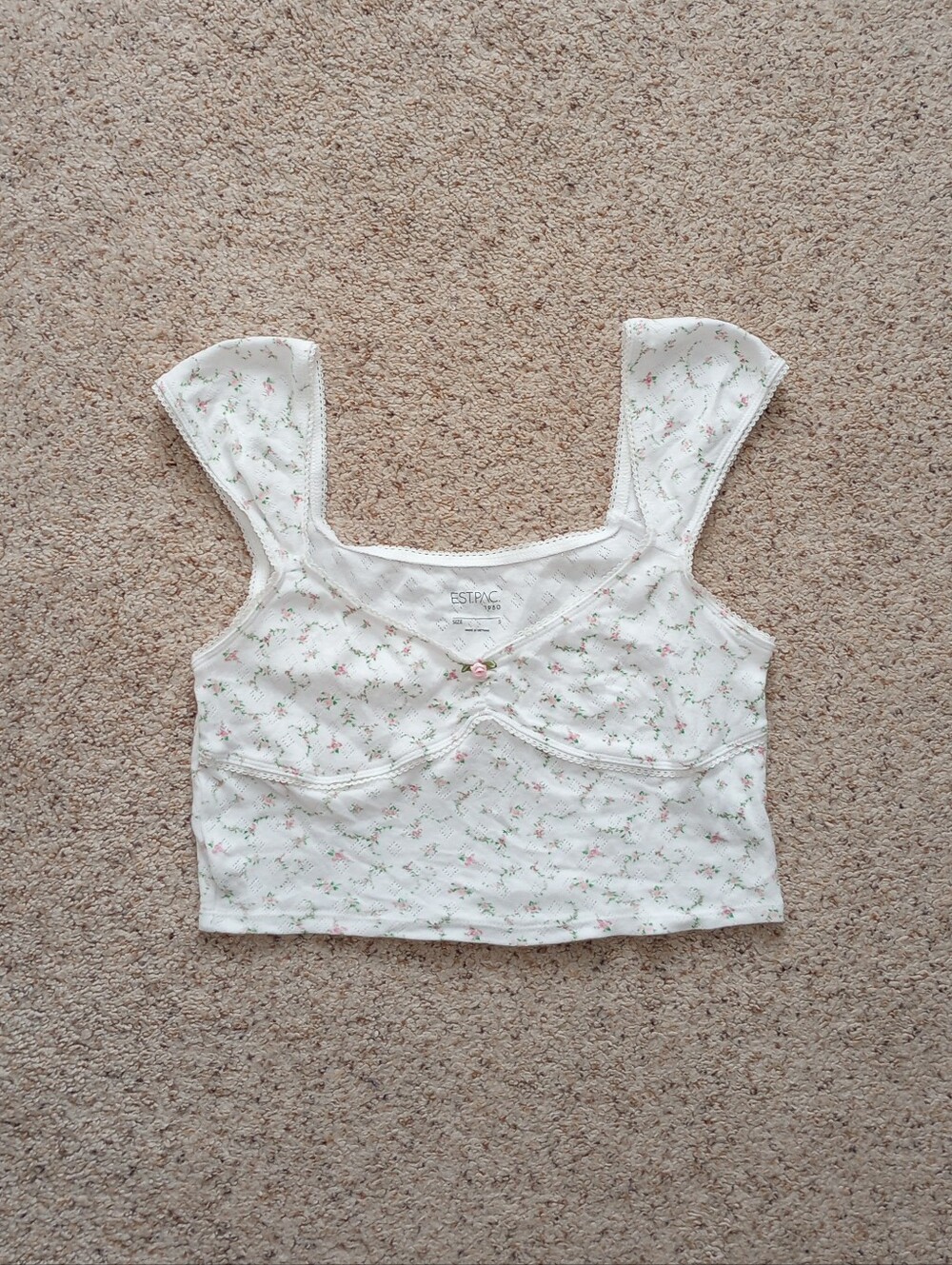 Est. Pac White Floral Tank Top Small